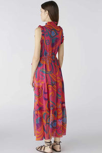 Oui Floral Print Chiffon Maxi Dress