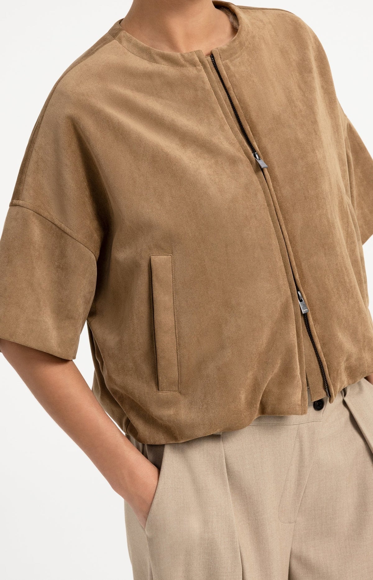 YAYA Oversized shortsleeve suedine jacket