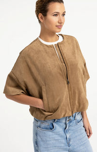 YAYA Oversized Shortsleeve Deudine Jacket with Baloon Bottom Hem