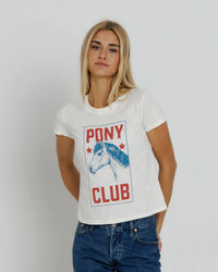 Pull ras du cou pour femme Pony Club - blanc cassé