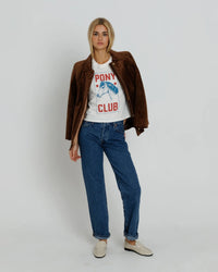 Pull ras du cou pour femme Pony Club - blanc cassé