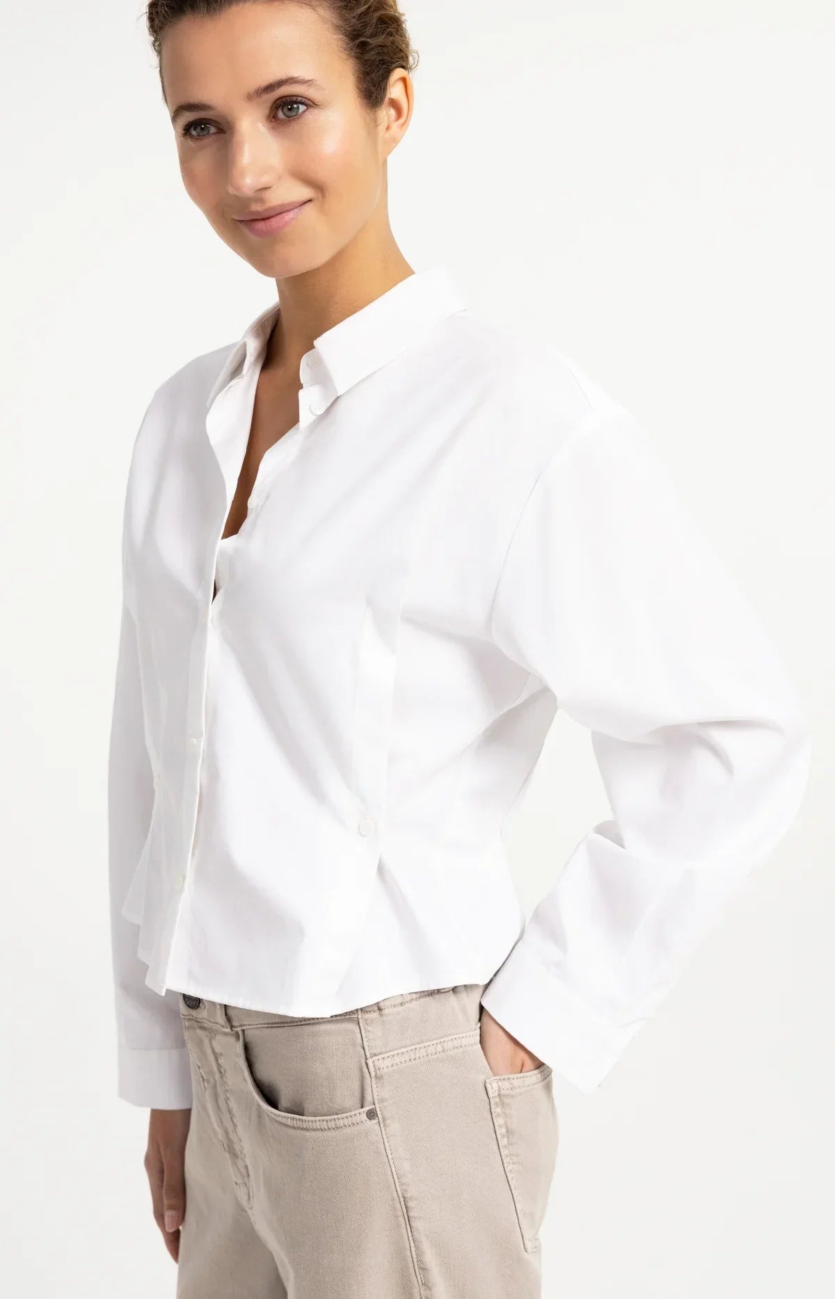 YAYA Poplin Blouse With Button Detail