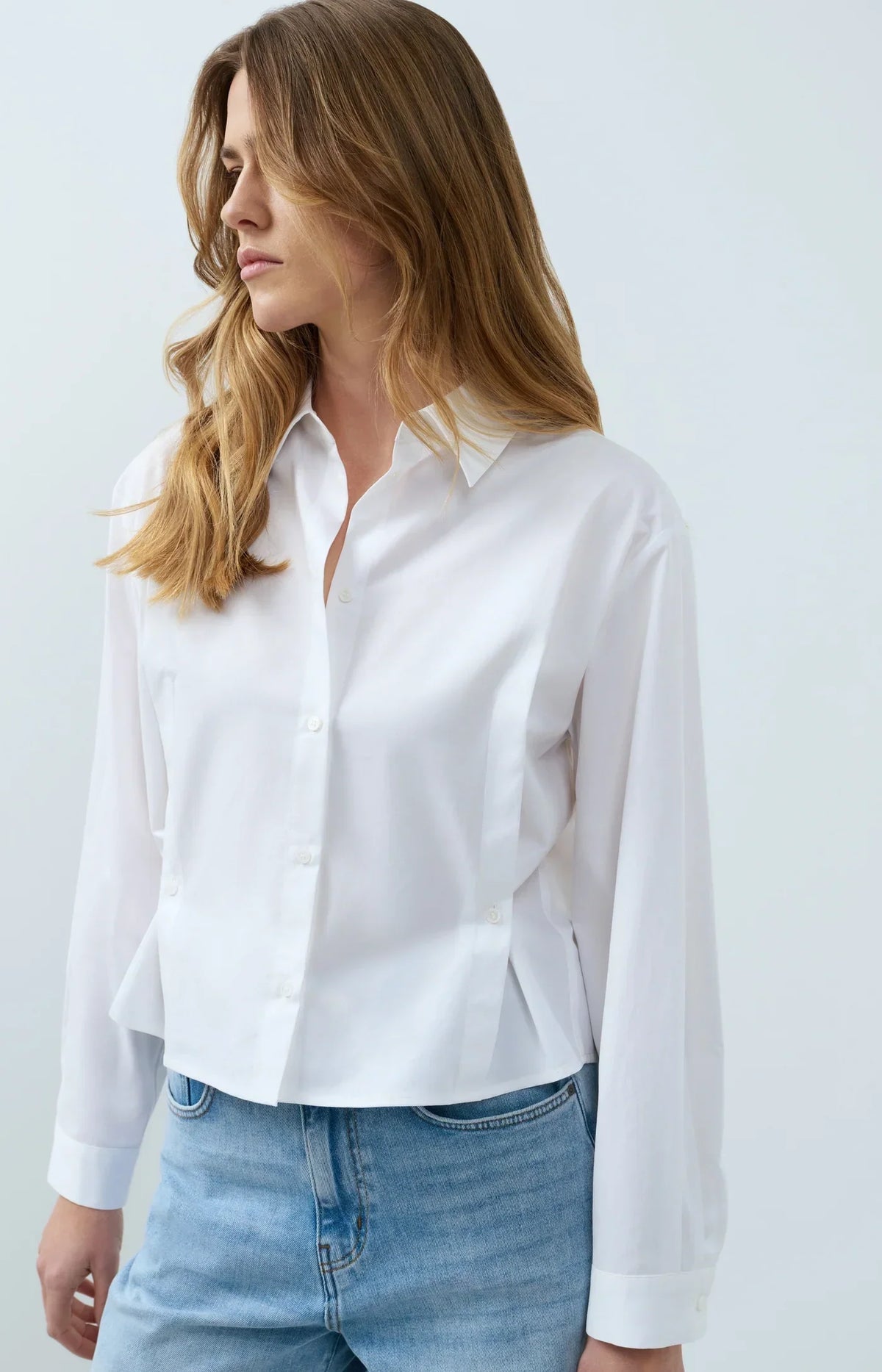 YAYA Poplin Blouse With Button Detail