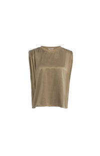 YAYA Sleeveless Top with Shoulder Pleats - TeakBrown