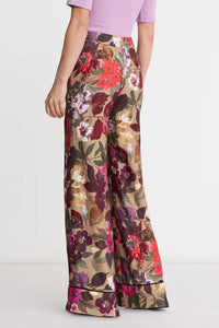 Smythe Multi Piped Side-Zip Palazzo Pant - Brown Multi