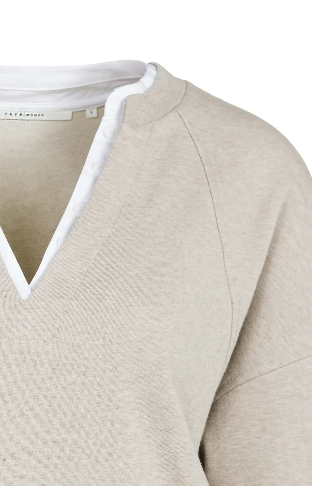 YAYA V-neck sweatshirt with woven collar