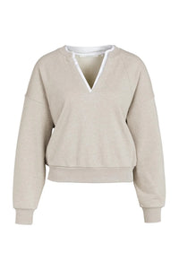 YAYA V-neck sweatshirt with woven collar
