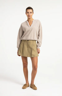 YAYA V-neck sweatshirt with woven collar