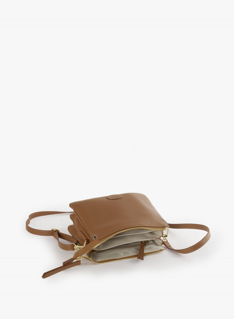 Sac bandoulière en cuir véritable Cinzia Rocca avec trois compartiments