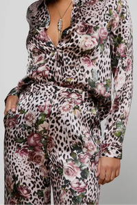 Blouse Tyler à manches longues L'Agence 40223RBM-PNSS Petite Rose Cheetah multicolore