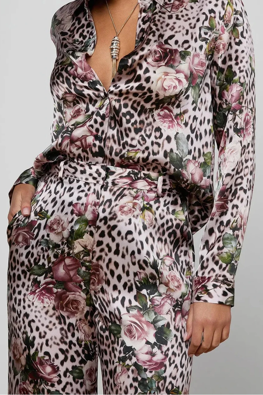 Blouse Tyler à manches longues L'Agence 40223RBM-PNSS Petite Rose Cheetah multicolore