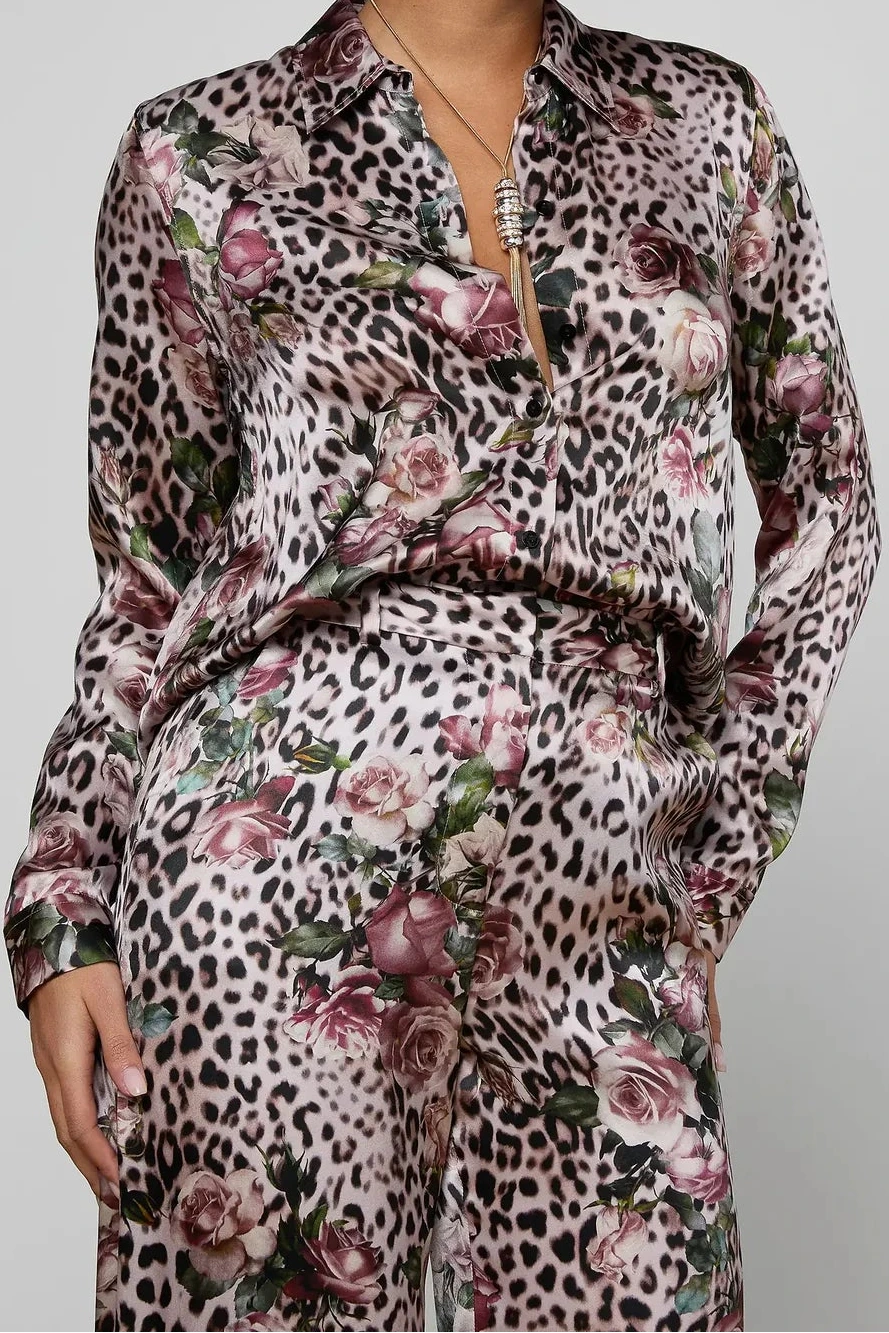 Blouse Tyler à manches longues L'Agence 40223RBM-PNSS Petite Rose Cheetah multicolore