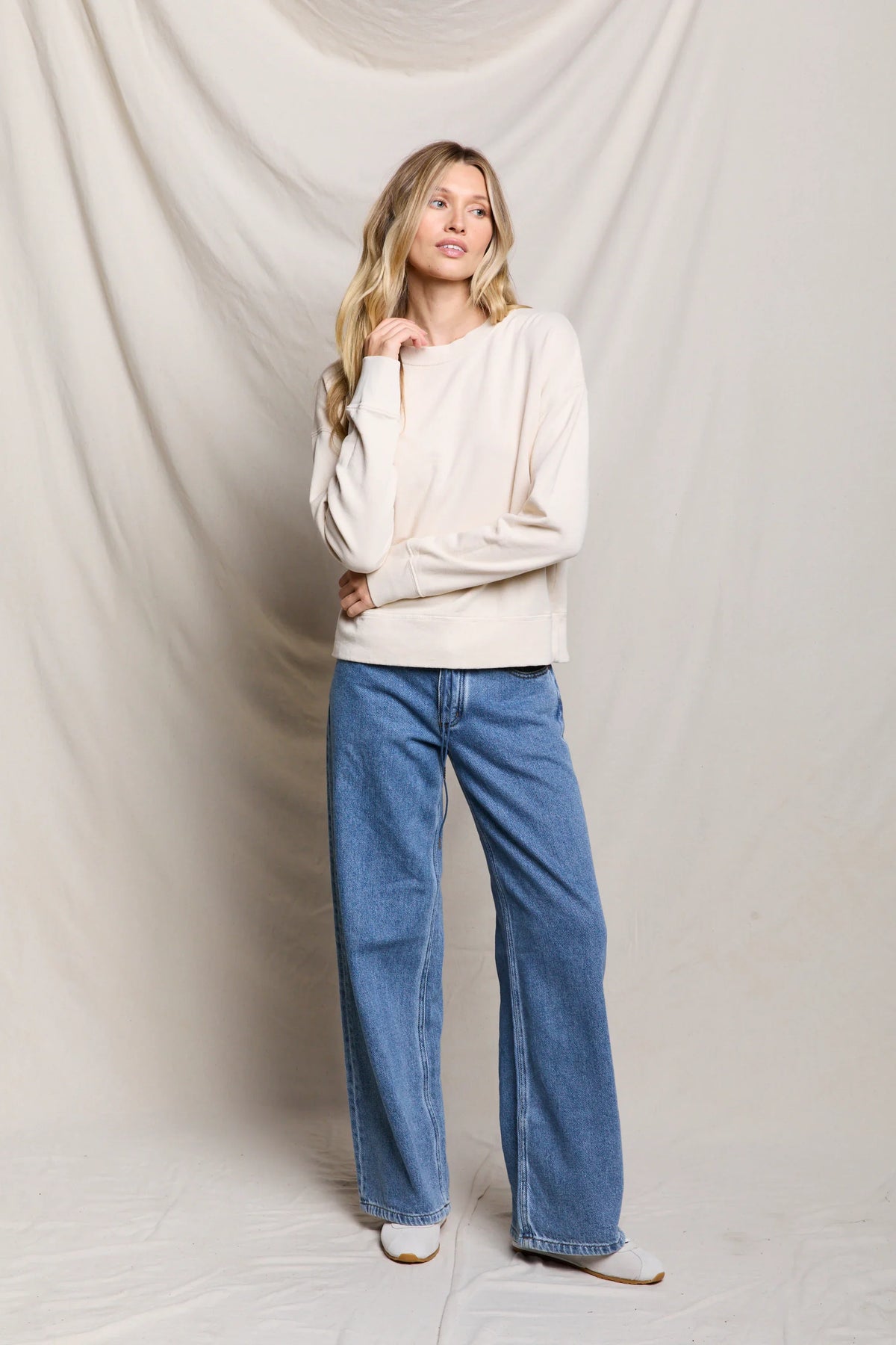 Perfect White Tee French Terry Pullover Sweatshirt Sugar