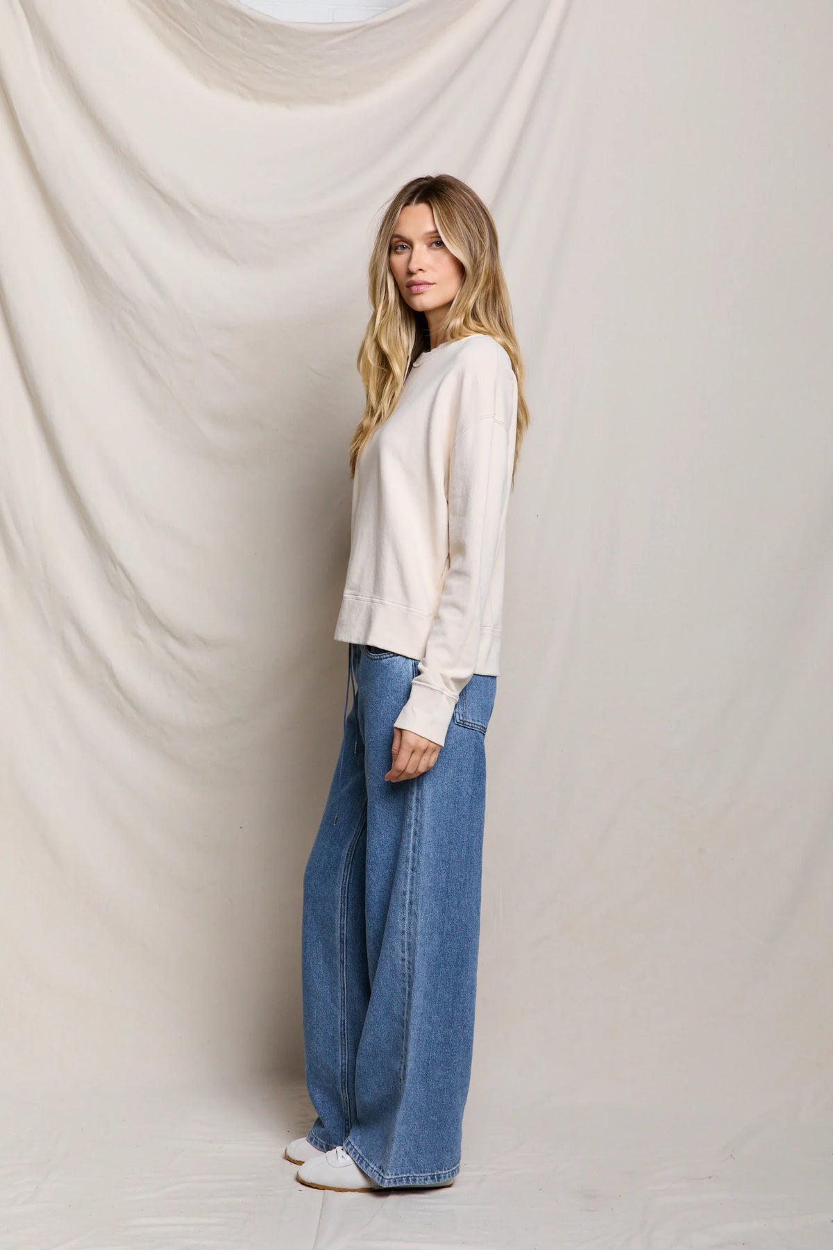 Perfect White Tee French Terry Pullover Sweatshirt Sugar