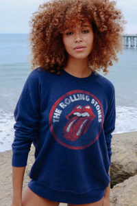 Sweatshirt People of Leisure Rolling Stones Logo Marine