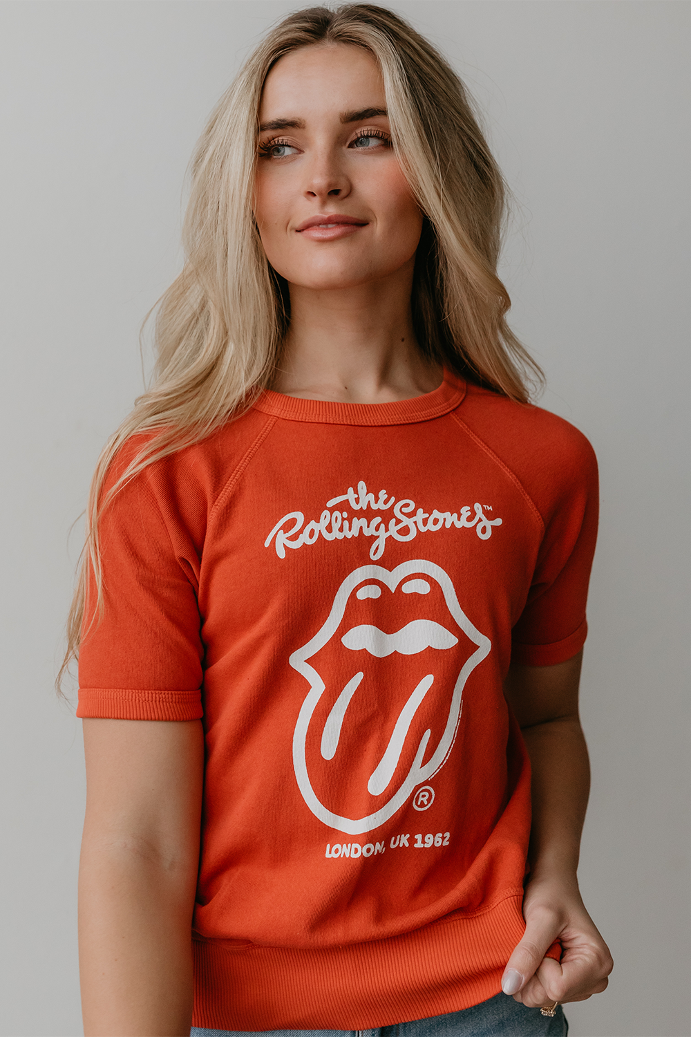 T-shirt raglan People of Leisure Rolling Stones London Rouge