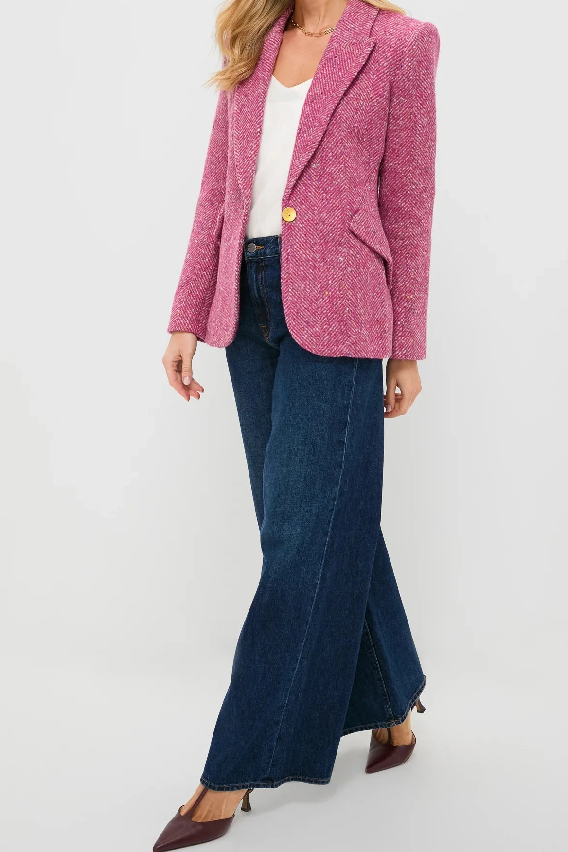Blazer L'Agence Chamberlain rose multicolore à motif chevrons