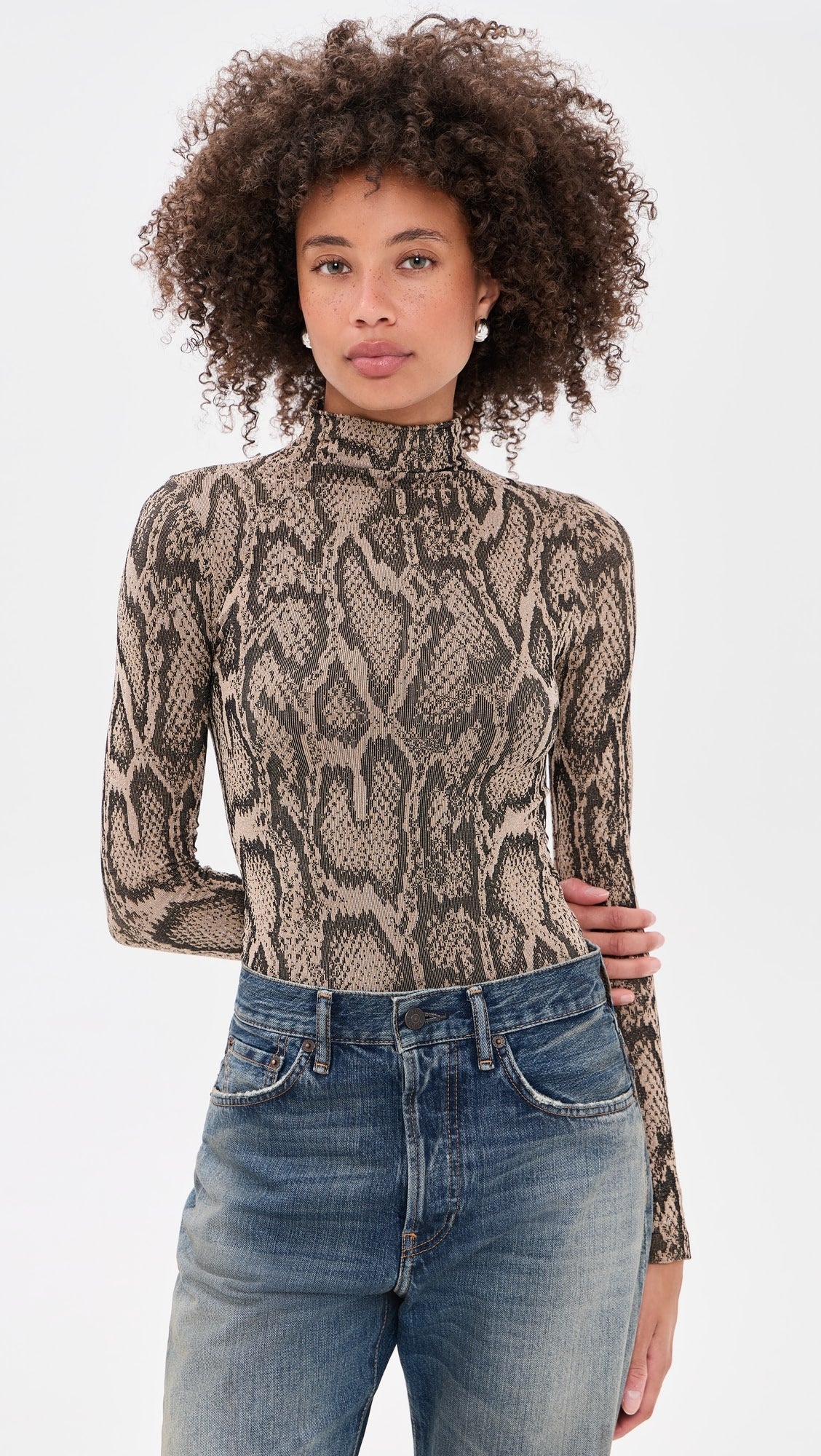 Wolford Shimmering Python String Body Suit Desert Python