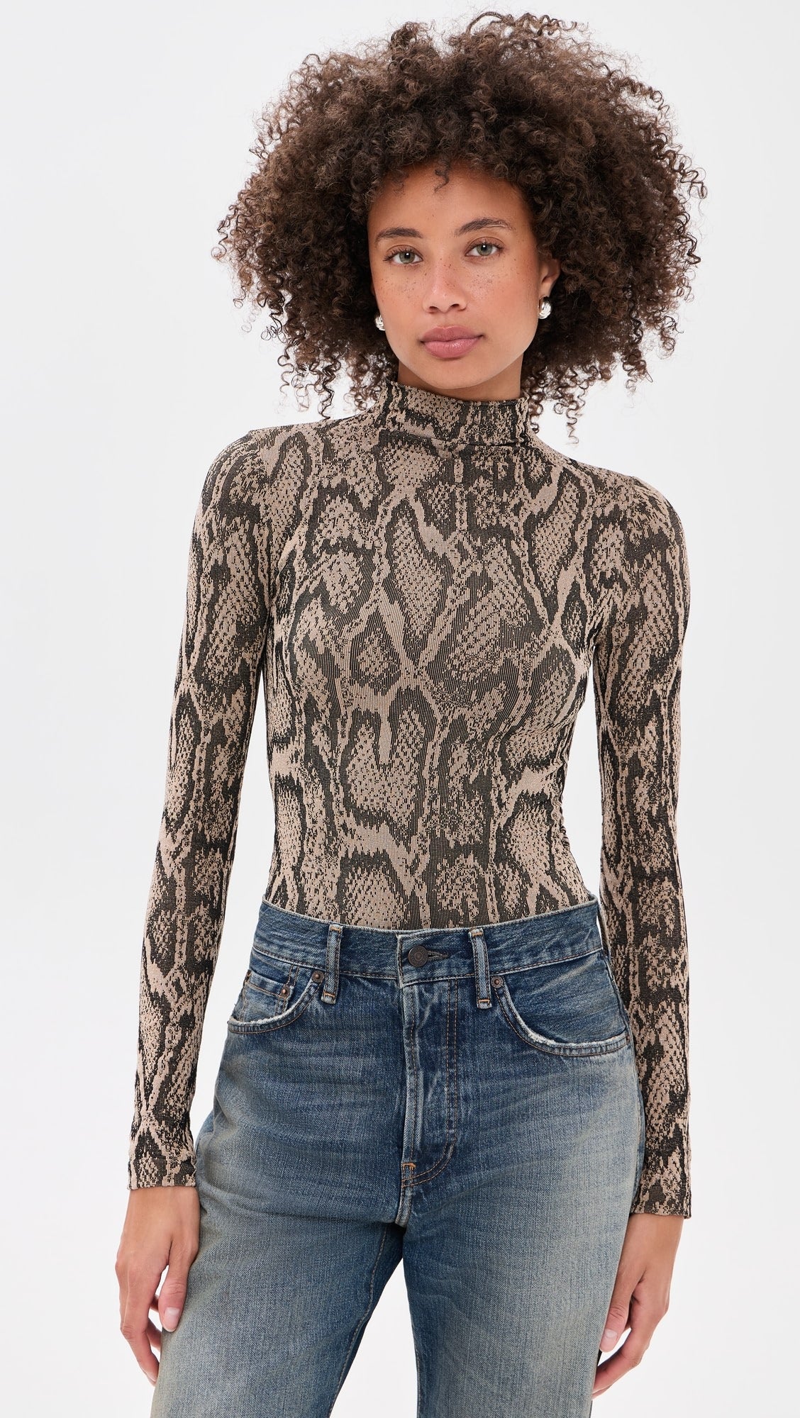 Wolford Shimmering Python String Body Suit Desert Python