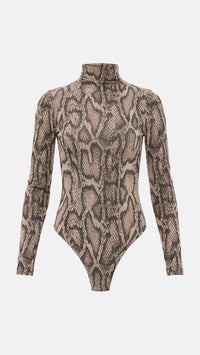 Wolford Shimmering Python String Body Suit Desert Python