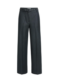 YAYA Woven Wide Leg Trousers with Belt - CatBlack