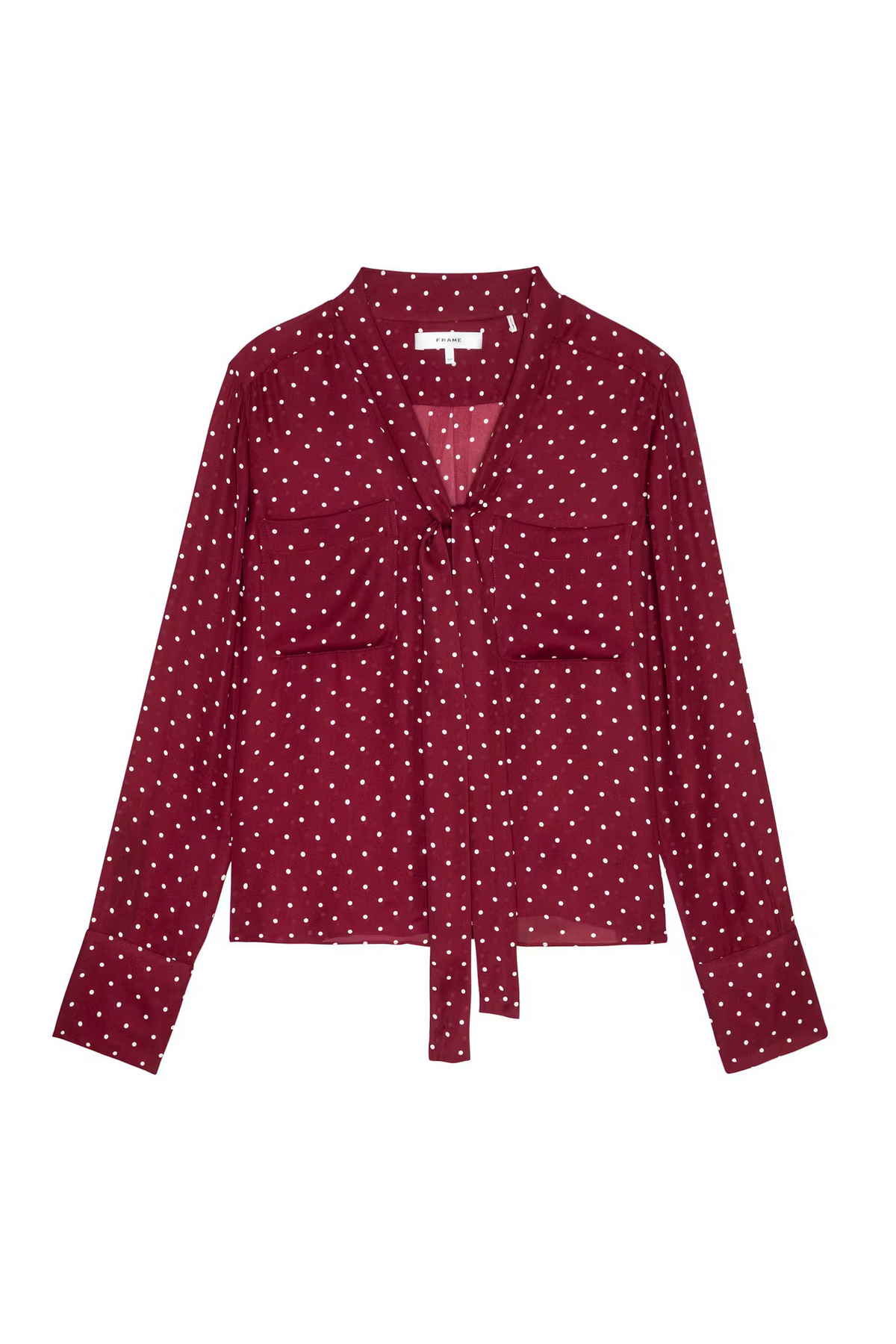 Frame The Modern Tie Blouse Deep Garnet Polka Dot