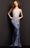 Jovani Two Toned Sequin Backless Gown