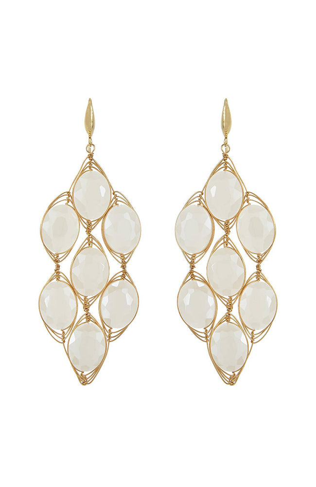 Theia Jewelry Aria Seven Stone Statement Earrings White and Gold