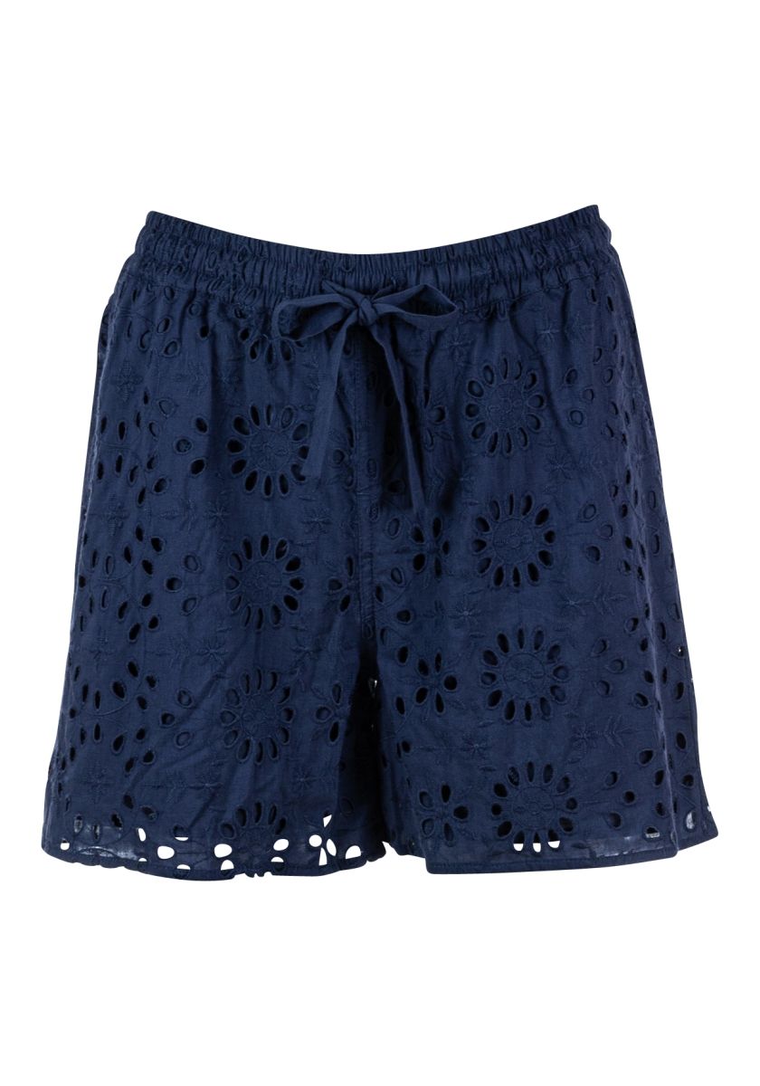 Princess Dark Blue Embroidered Cotton Shorts