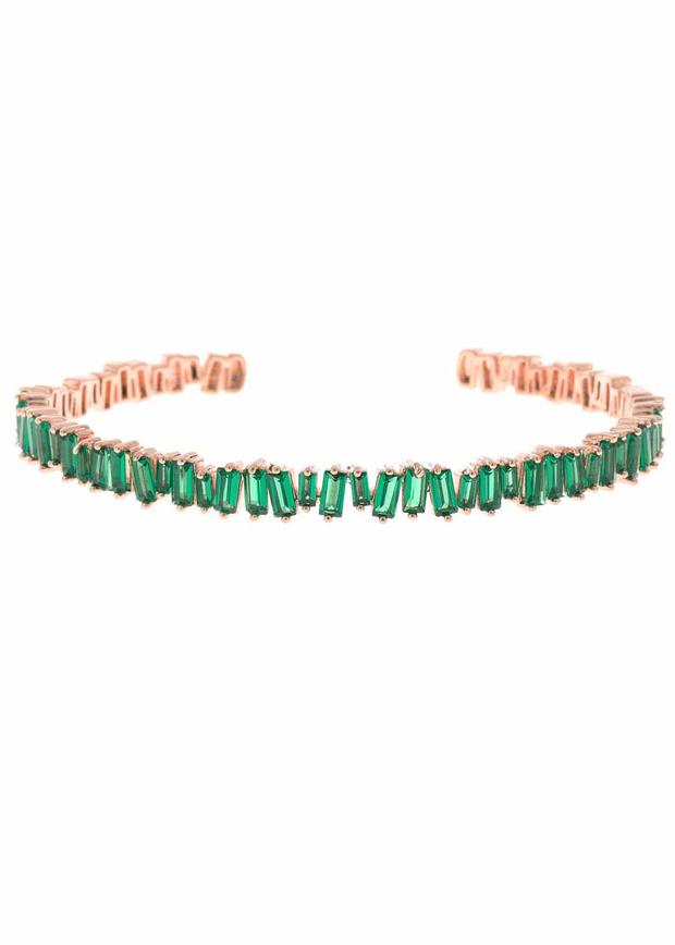 Emerald and Rose Gold bracelet bangle
