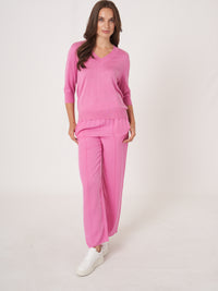 Repeat V Neck Silk Cashmere Mix Knitted Pullover