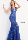 Jovani Plunging Neckline Open Back Cut Out Sequins Gown
