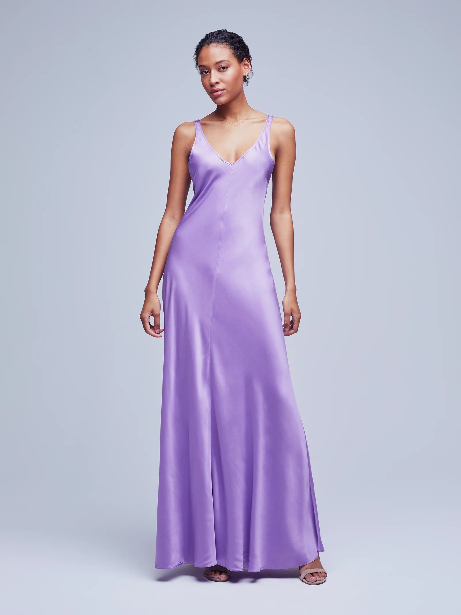 Purple slip deals dress silk