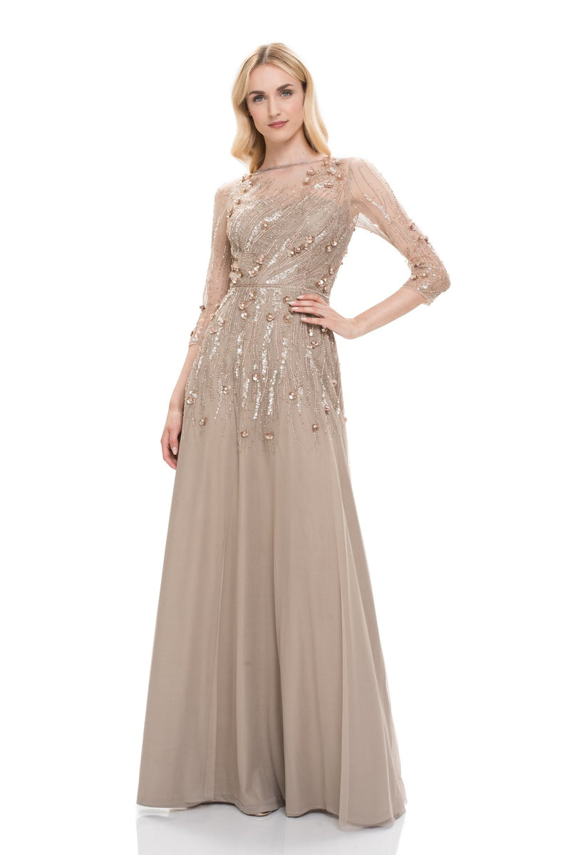  Robe de bal soirée. Robe de tulle à manches longues. Designer Gown Prom Evening Dress.