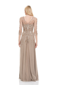 Designer Gown Evening Dress.Robe de bal soirée. Robe de tulle à manches longues. 