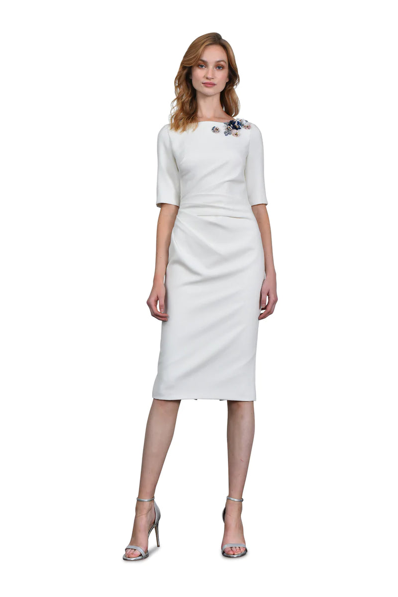 Theia Boat Neck Cocktail Dress Short Sleeve