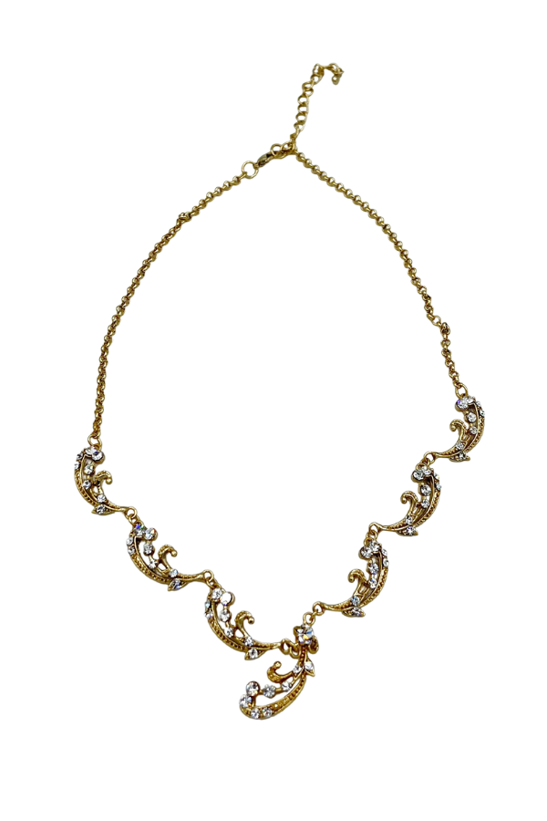 Elen Henderson Crystal Leaf Necklace Gold