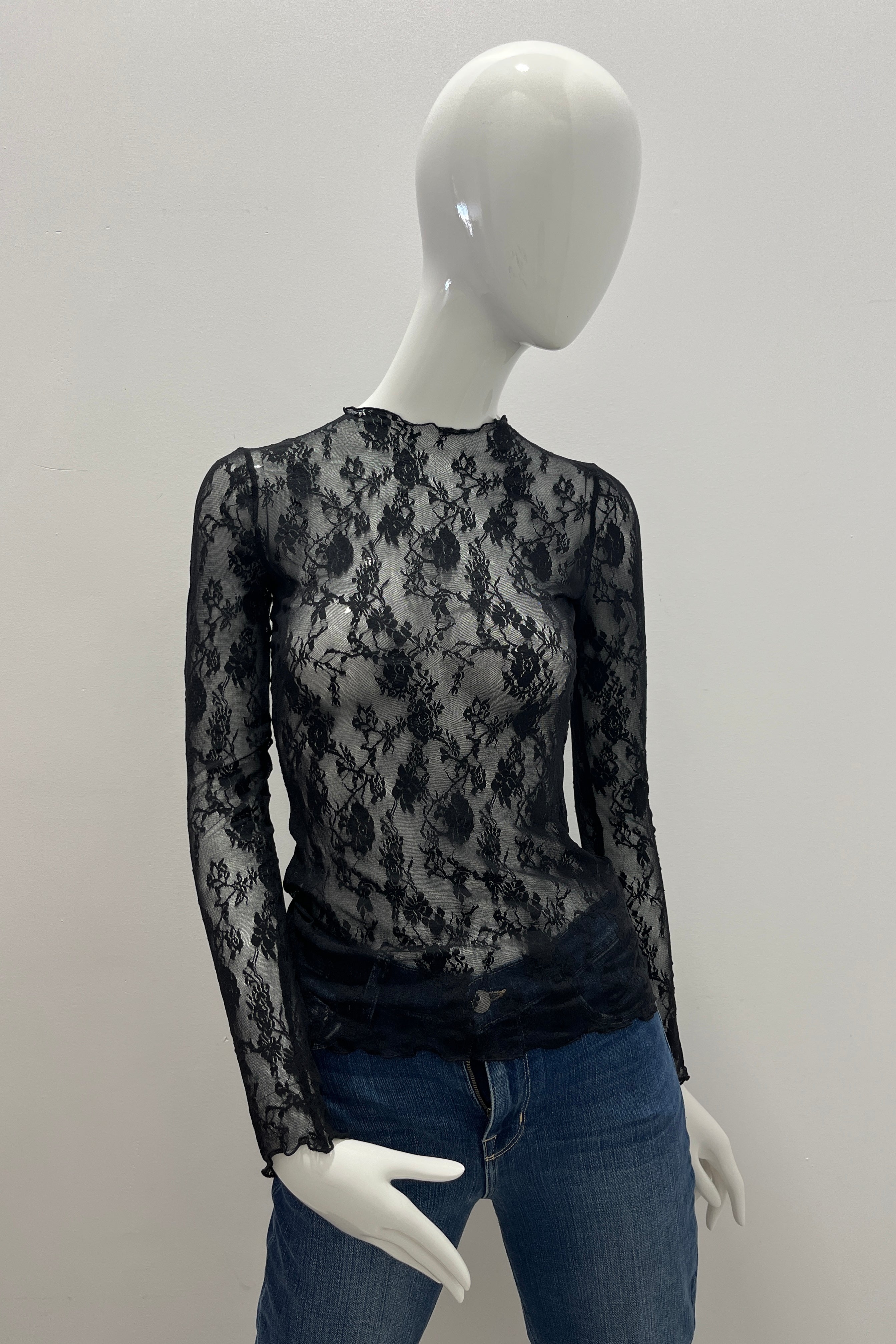 Mesh and clearance lace top