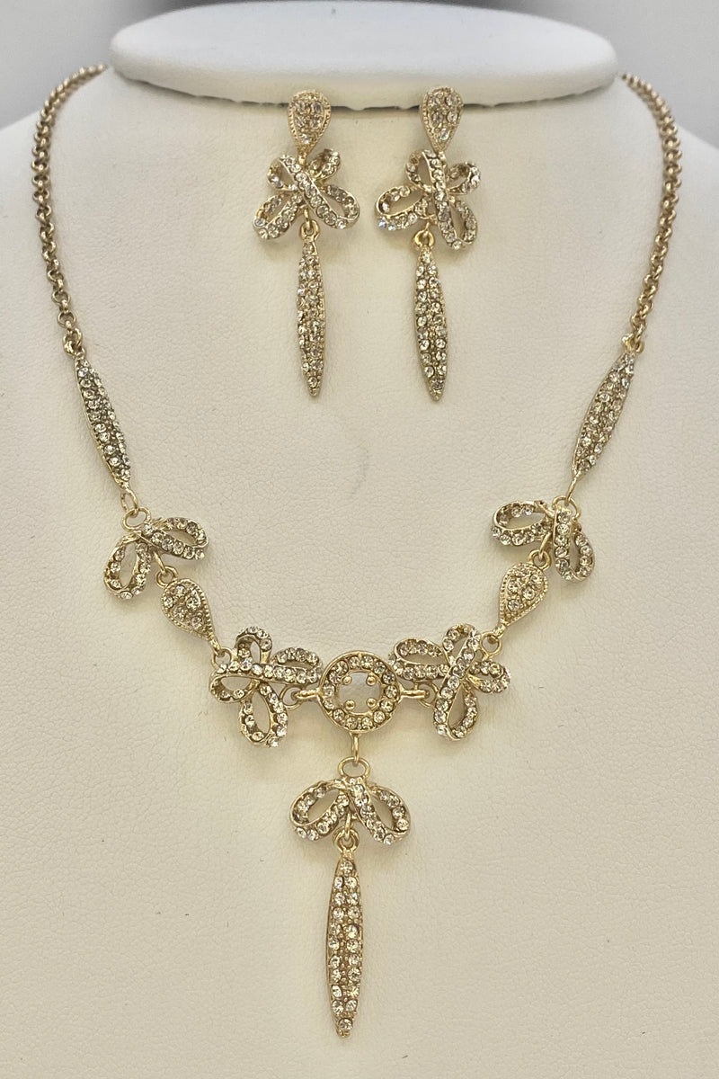 Elen Henderson Crystal Bow Necklace and Earring Set