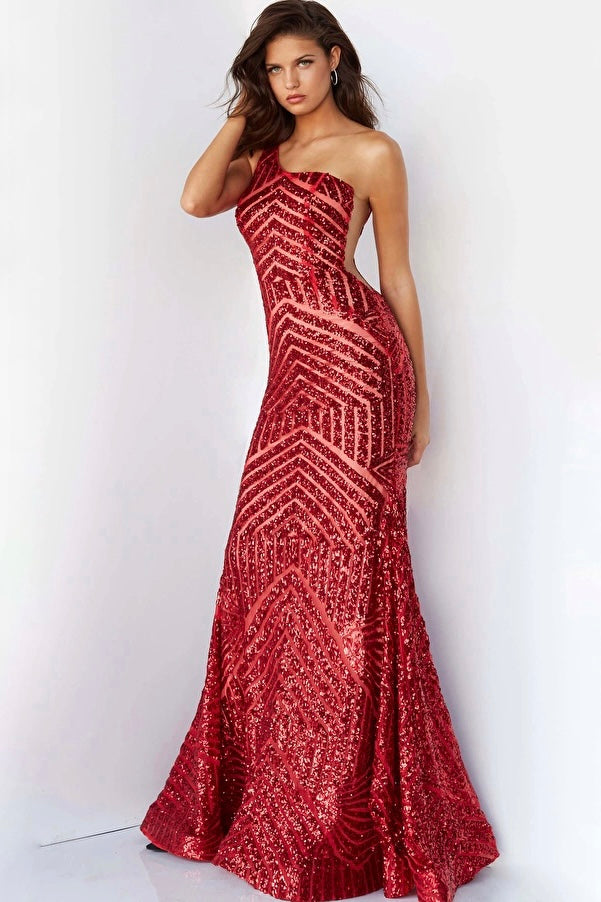 Jovani red clearance sequin dress