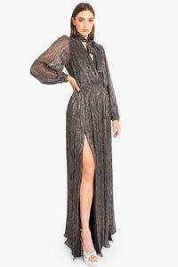 Black Halo Soliana Shimmer Plunging V Neck Gown