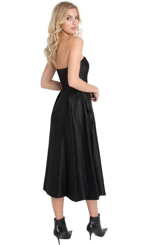 Black Halo Black Strapless retailer Dress W/Pockets