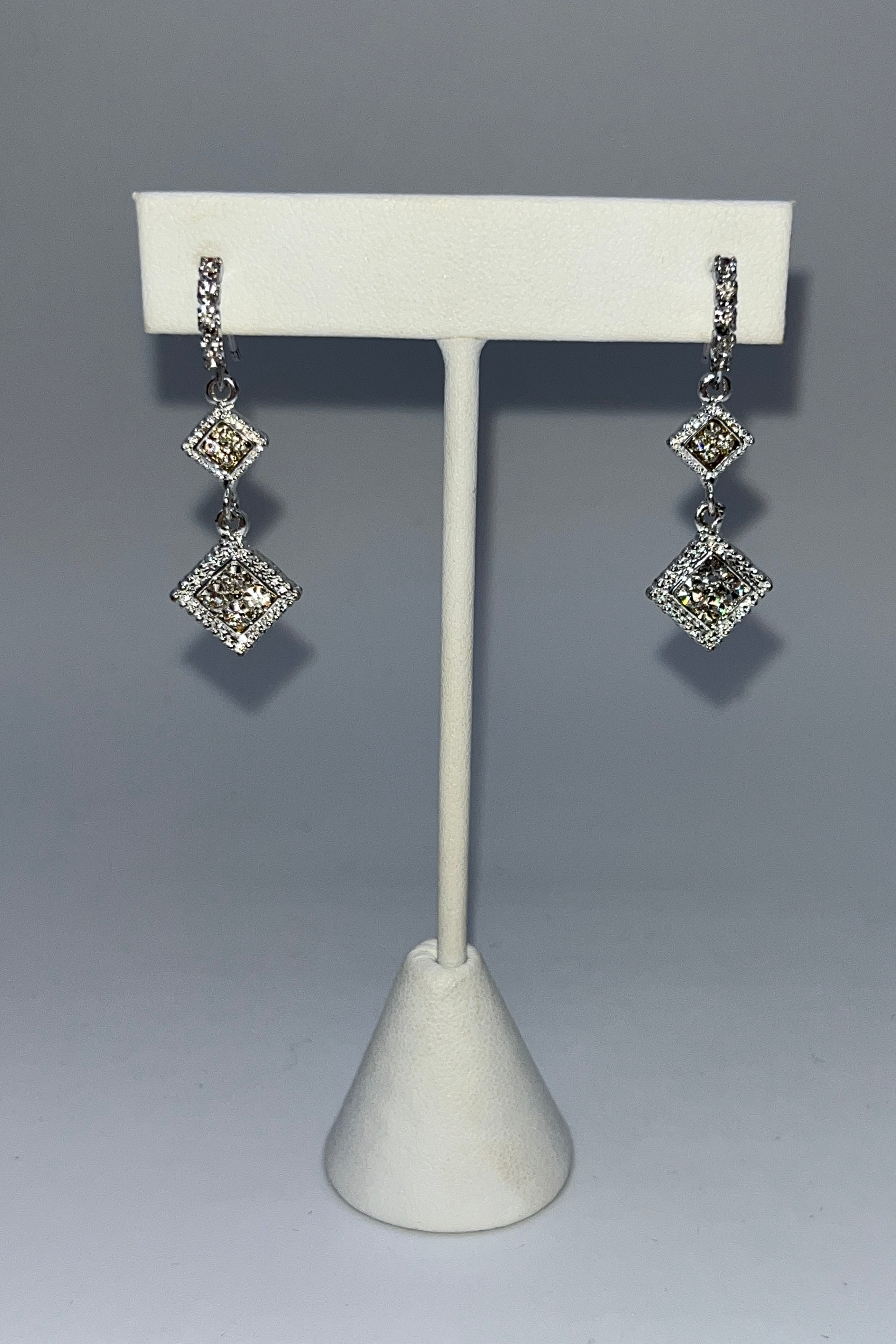 Elen Henderson Square Crystal Dangling Earrings