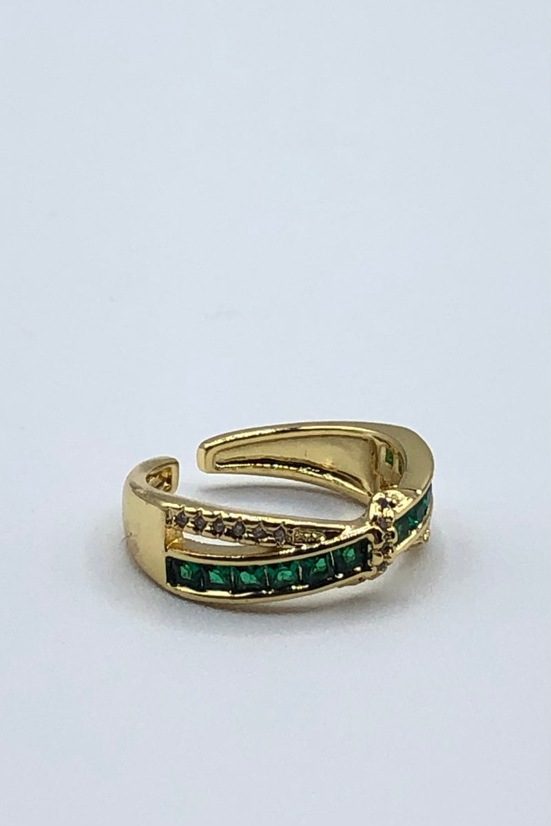 Athena Criss Cross Emerald Gem Ring