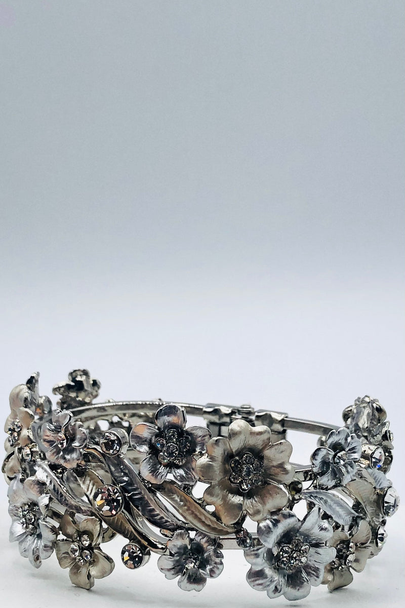 Bracelet floral en cristal argenté Elen Henderson