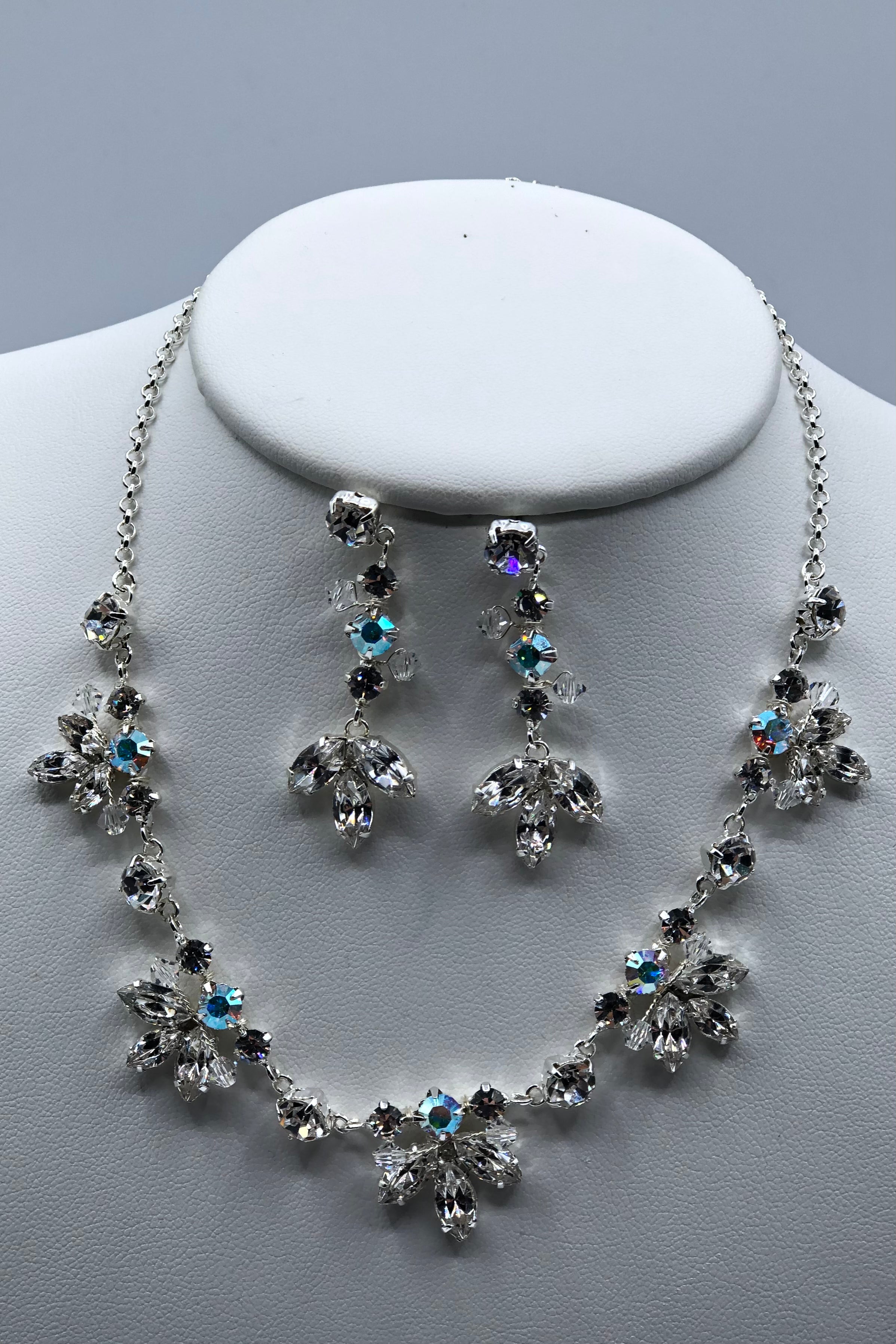 Elen Henderson Crystal Leaf Necklace and Earring Set