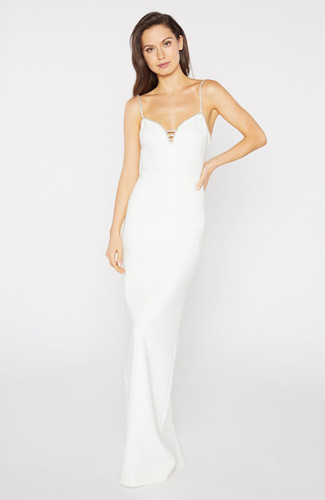 Likely Britta Gown with Silver Straps and Back Slit