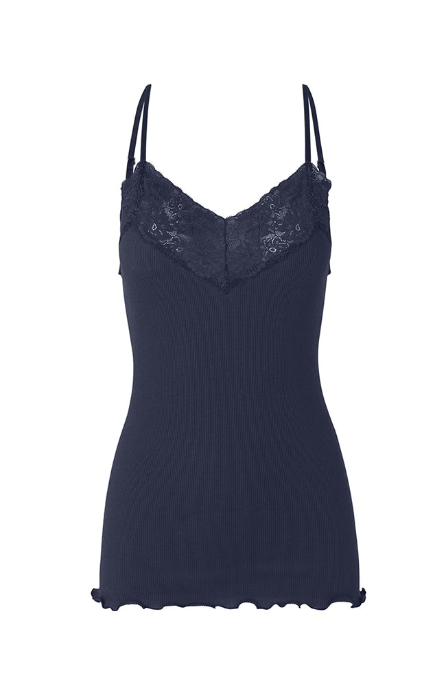 Rosemunde Spaghetti Straps Organic cotton and lace Top Navy