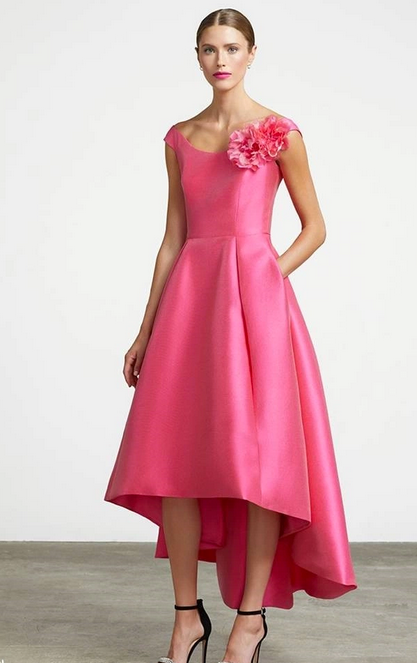 Frascara Hi Low Sleeveless Cocktail Dress with Flower Detail Gown