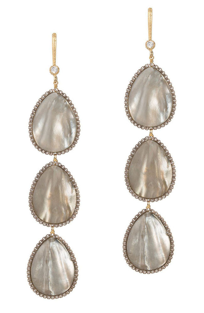 Theia Jewelry Three Tier Drop Earrings Mother of Pearl